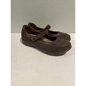 SAS Womens Step Out Brown Suede Adjustable Strap Mary Jane Comfort Shoes‎ Sz 9 N